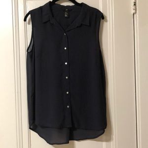 H&M Dark Blue Sheer Top
